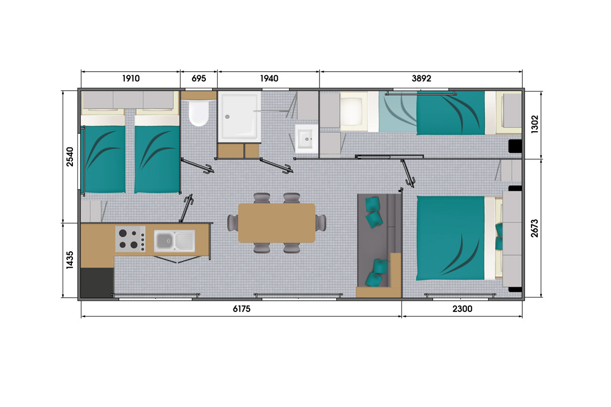 Mobilhome FAMILLE Luxe Grand Large 3 chambres Camping Les Etangs